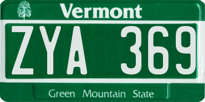 VT license plate ZYA369