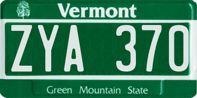 VT license plate ZYA370