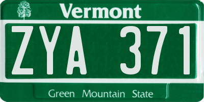 VT license plate ZYA371