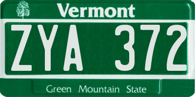 VT license plate ZYA372