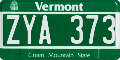 VT license plate ZYA373