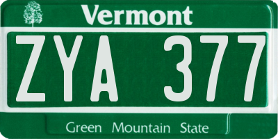 VT license plate ZYA377
