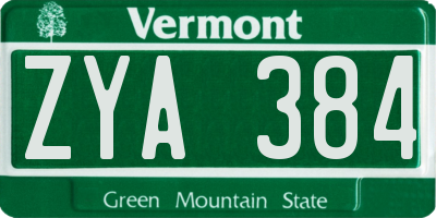 VT license plate ZYA384