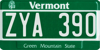 VT license plate ZYA390