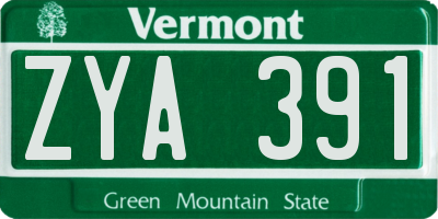 VT license plate ZYA391