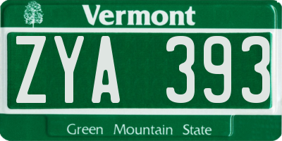 VT license plate ZYA393