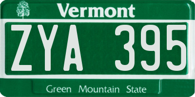 VT license plate ZYA395