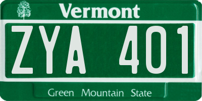 VT license plate ZYA401