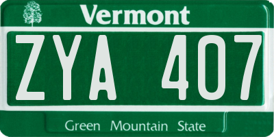 VT license plate ZYA407