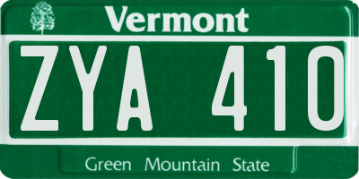 VT license plate ZYA410