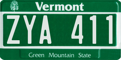 VT license plate ZYA411