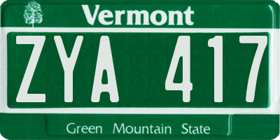 VT license plate ZYA417