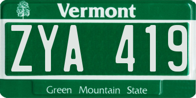 VT license plate ZYA419