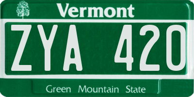 VT license plate ZYA420