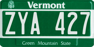 VT license plate ZYA427