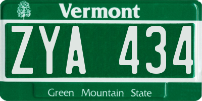 VT license plate ZYA434