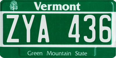VT license plate ZYA436
