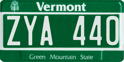 VT license plate ZYA440