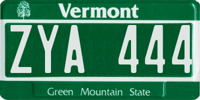 VT license plate ZYA444