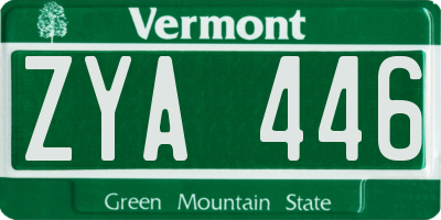 VT license plate ZYA446