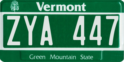 VT license plate ZYA447