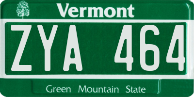 VT license plate ZYA464