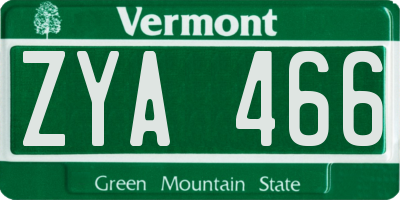 VT license plate ZYA466