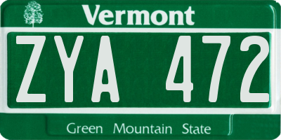 VT license plate ZYA472