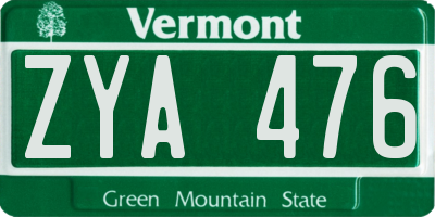 VT license plate ZYA476