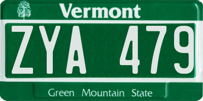 VT license plate ZYA479
