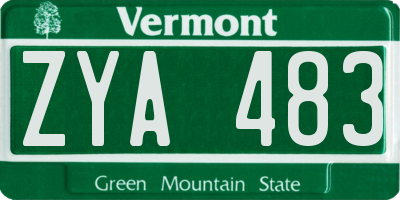 VT license plate ZYA483