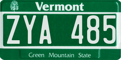 VT license plate ZYA485