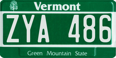 VT license plate ZYA486