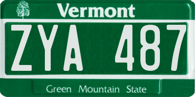 VT license plate ZYA487
