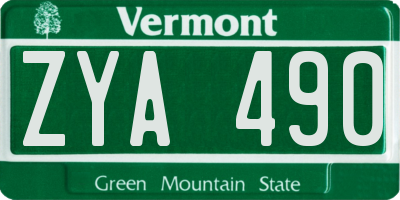 VT license plate ZYA490
