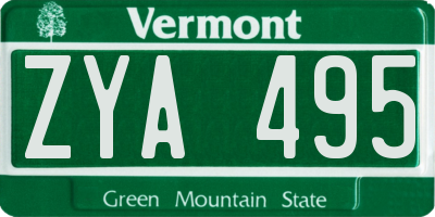 VT license plate ZYA495