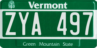 VT license plate ZYA497