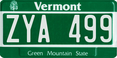VT license plate ZYA499