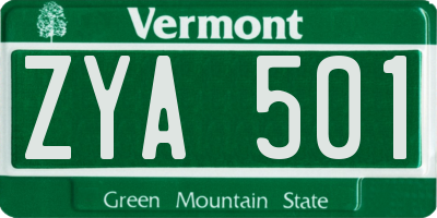 VT license plate ZYA501