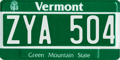 VT license plate ZYA504
