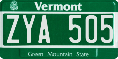 VT license plate ZYA505
