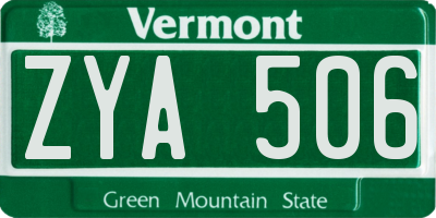 VT license plate ZYA506