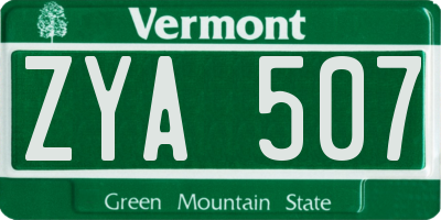 VT license plate ZYA507