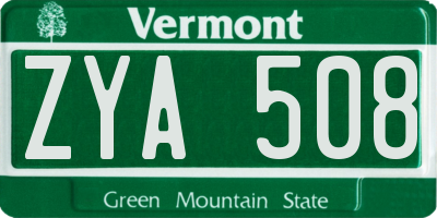 VT license plate ZYA508