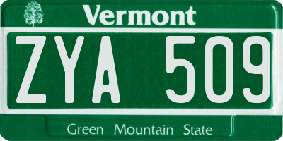 VT license plate ZYA509