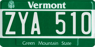 VT license plate ZYA510