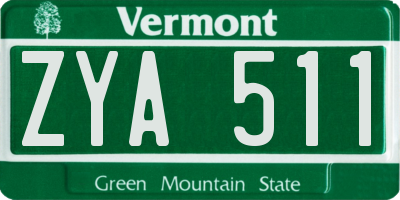 VT license plate ZYA511