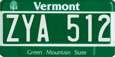 VT license plate ZYA512