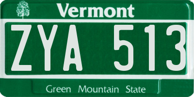 VT license plate ZYA513