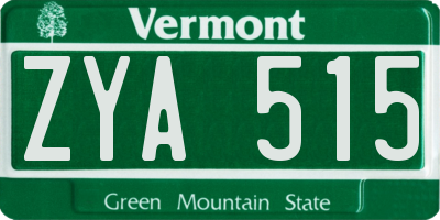 VT license plate ZYA515